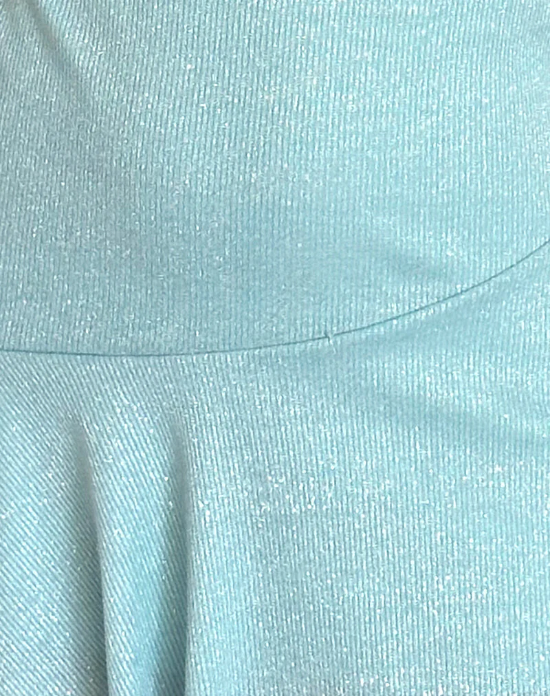 Cynthia Mini Dress in Shimmer Rib Light Blue - Image 6