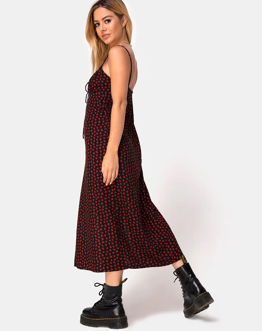 Cypress Midi Dress in Dotty Rose Red - Image 2