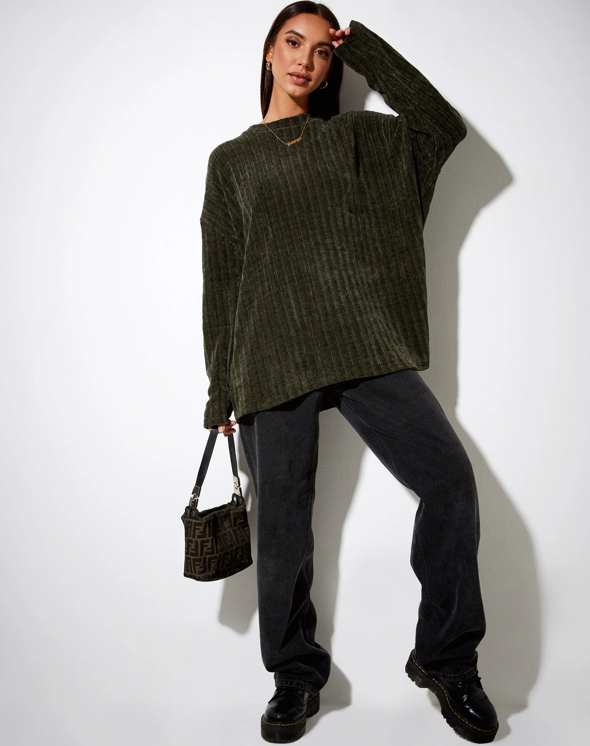 Dad Jumper in Chenille Khaki - Image 4