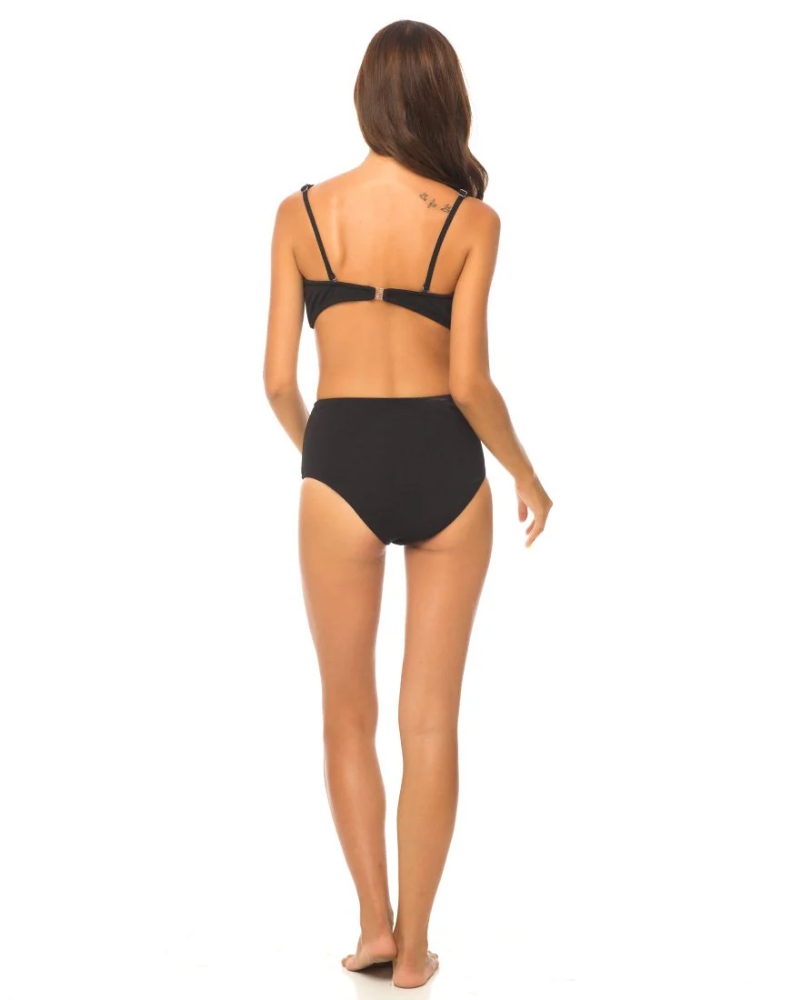 Daisy High Waisted Bikini Bottom in Black - Image 3