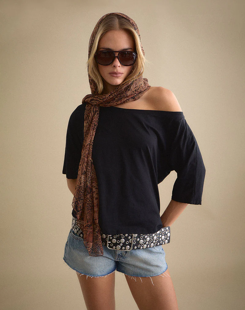 Daman Off-The-Shoulder Basic Top in Black - Image 6