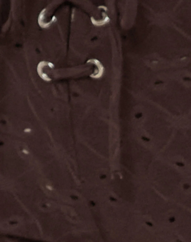 Dan Tie Front Flared Trousers in Broderie Brown - Image 5