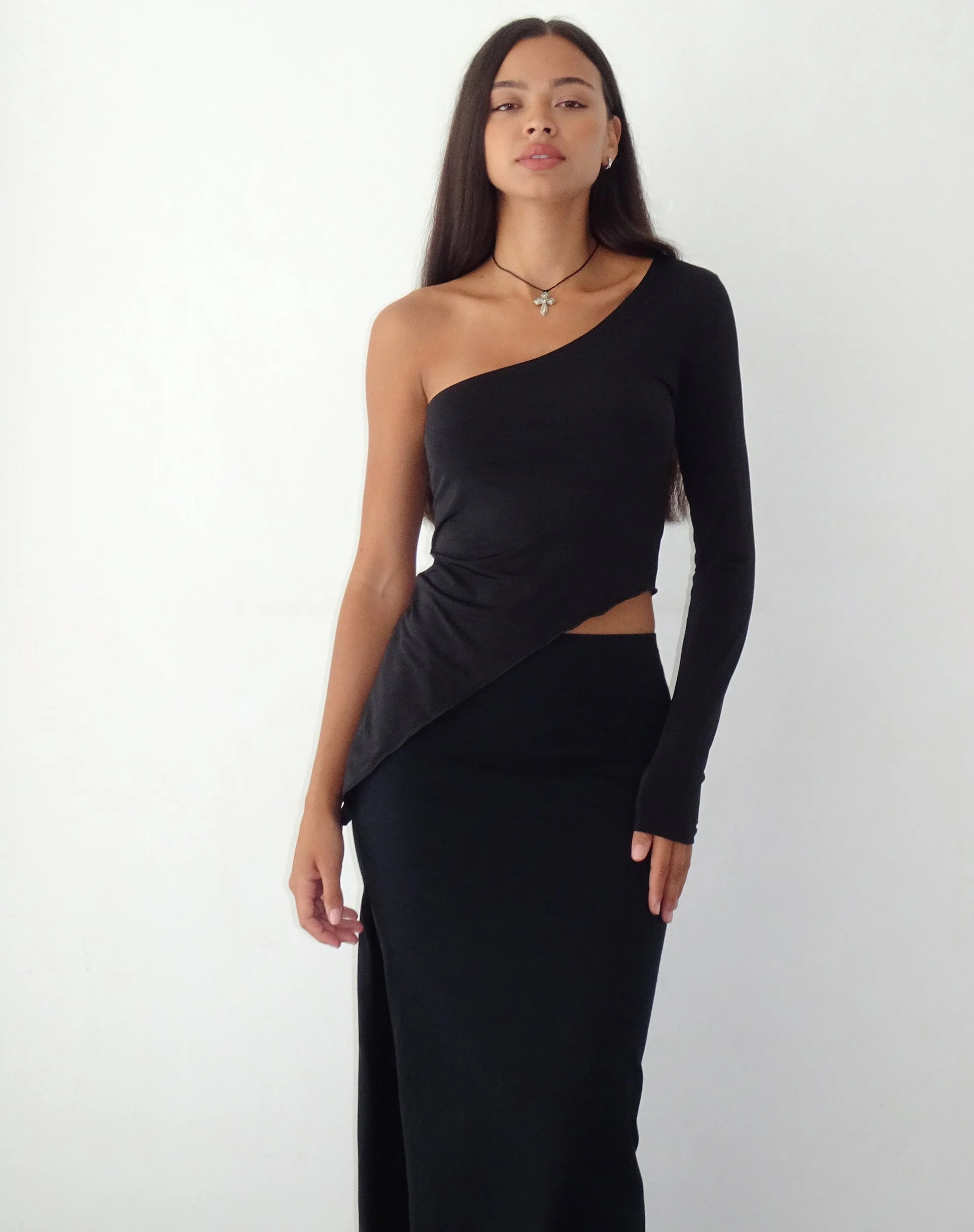 Dania One Shoulder Top in Slinky Black - Image 3