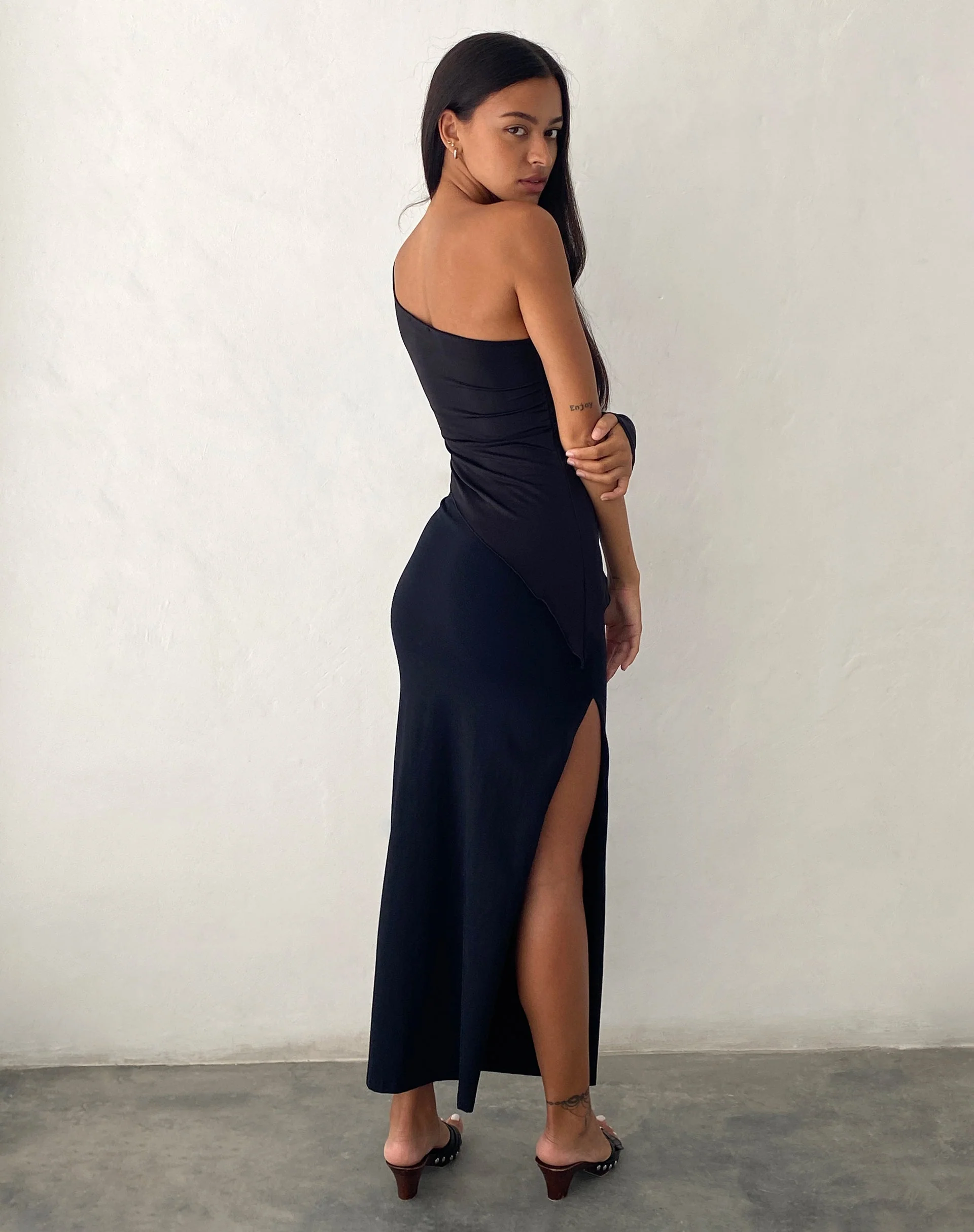 Dania One Shoulder Top in Slinky Black - Image 4