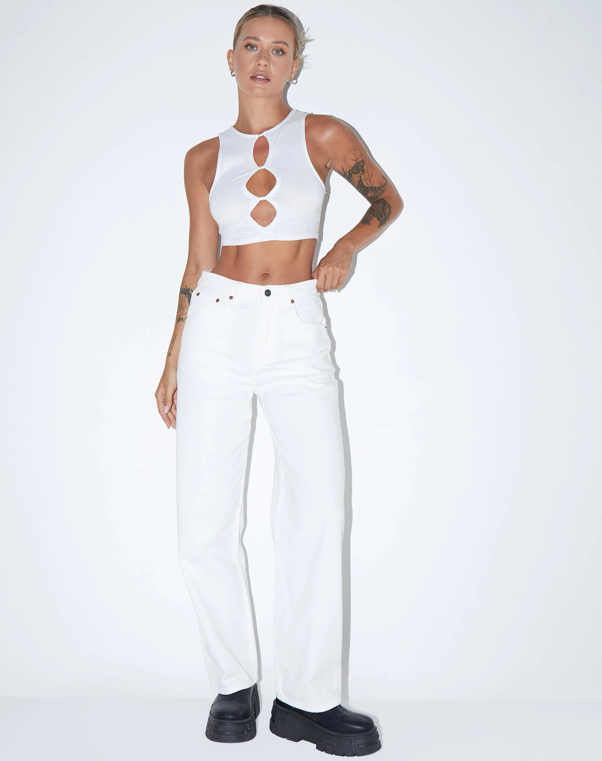 Danica Crop Top in Lycra White - Image 5