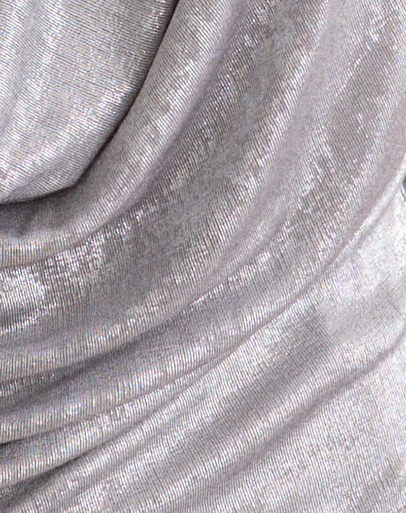 Danuja Cowl Top in Metallic Slinky Silver - Image 6
