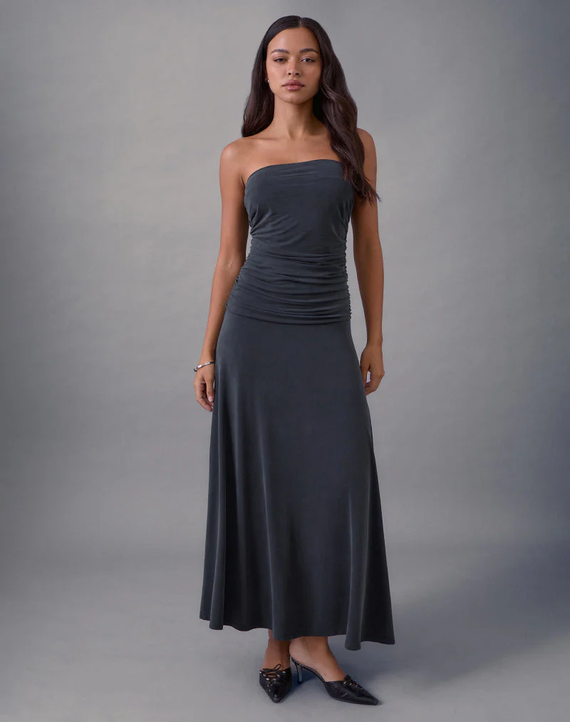 Darmi Maxi Dress in Cupro Granite - Image 2