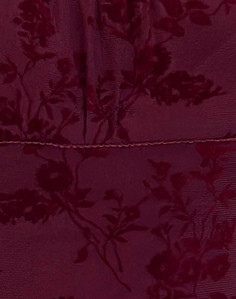 Darsih Maxi Dress in Botanical Flower Maroon - Image 5