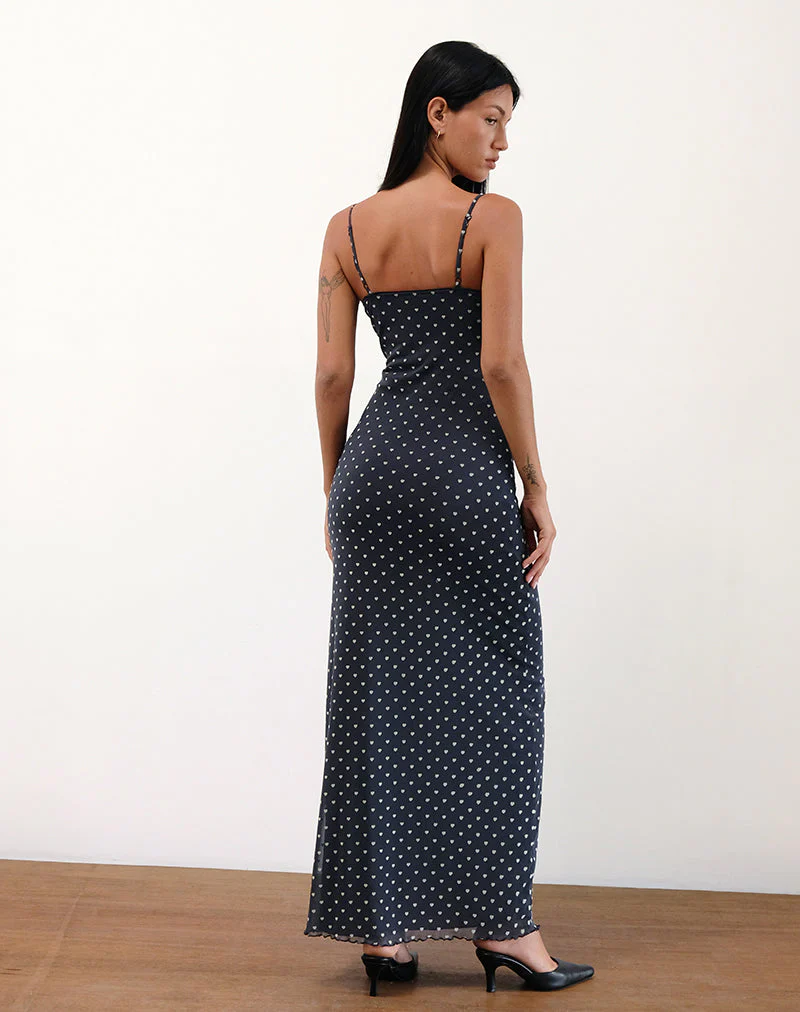 Darsih Maxi Dress in Heart Flock Navy and Yellow - Image 3