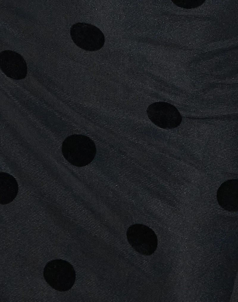Dasa Long Sleeve Mini Dress in Big Polka Flock Black - Image 6