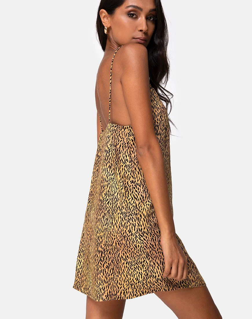 Datista Slip Dress in Mini Tiger Brown - Image 2