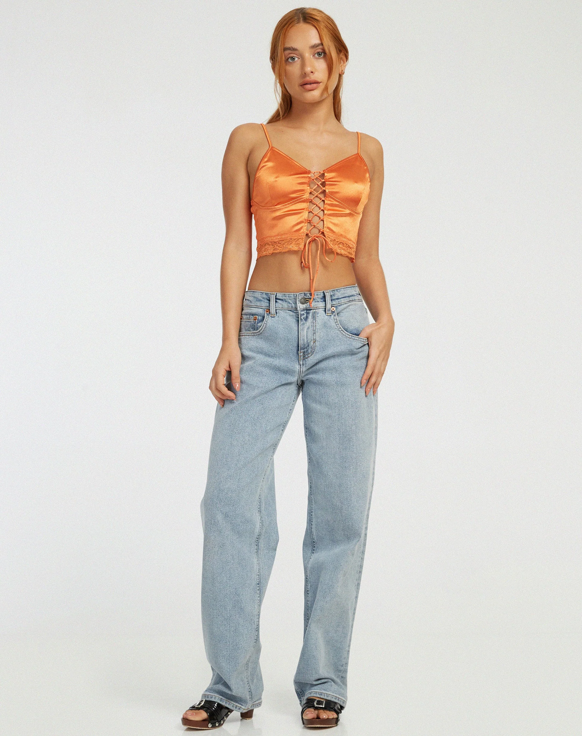 Datuk Crop Top in Satin Tangerine - Image 2