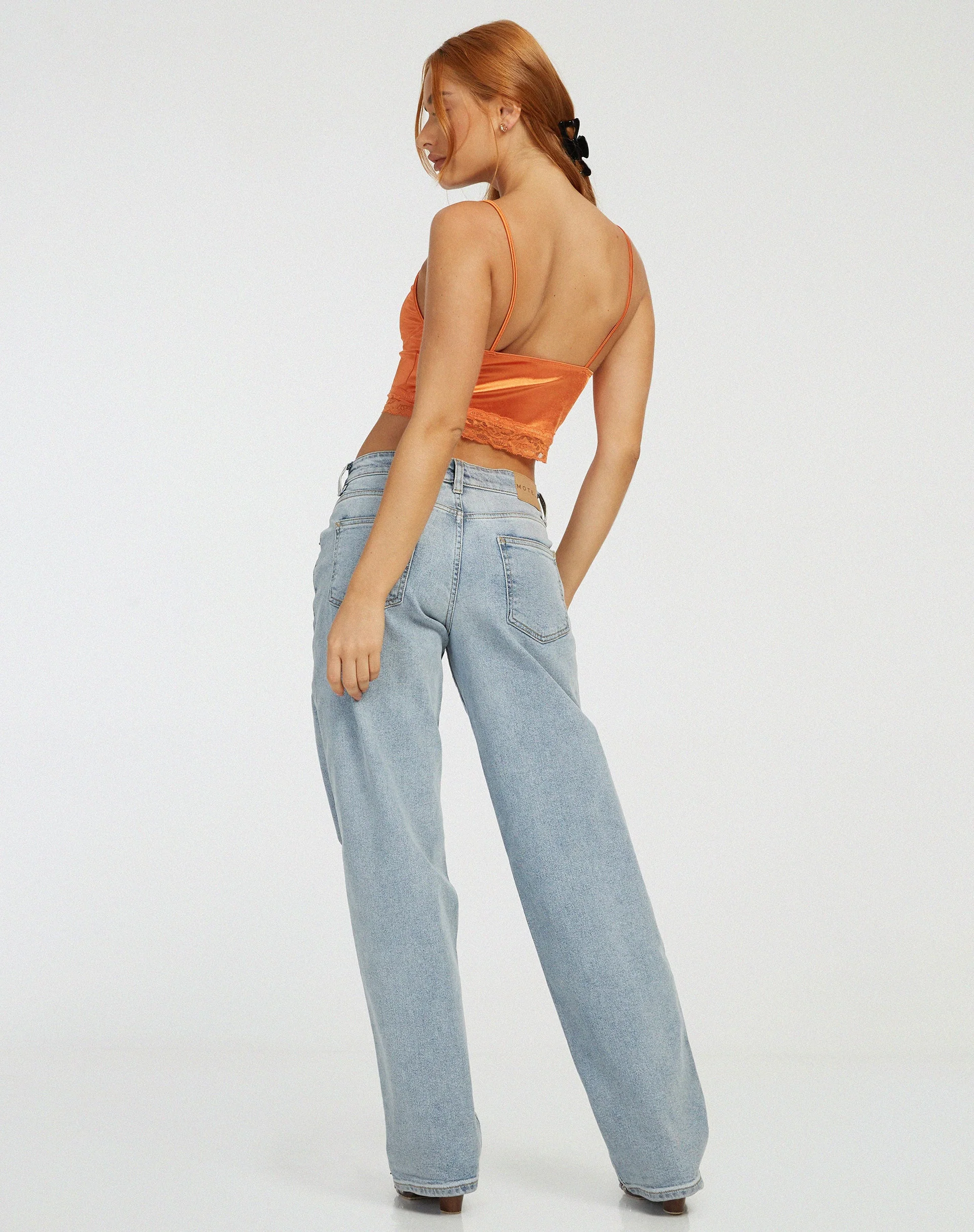 Datuk Crop Top in Satin Tangerine - Image 4