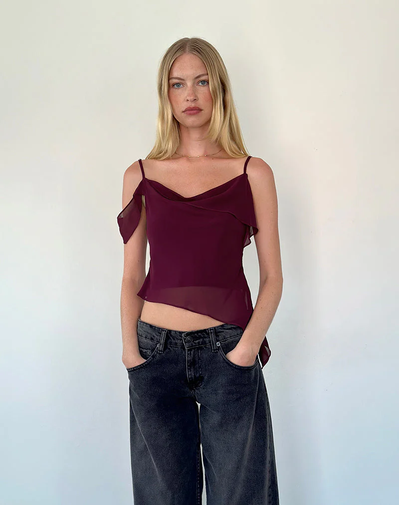 Davila Top in Chiffon Burgundy - Image 4