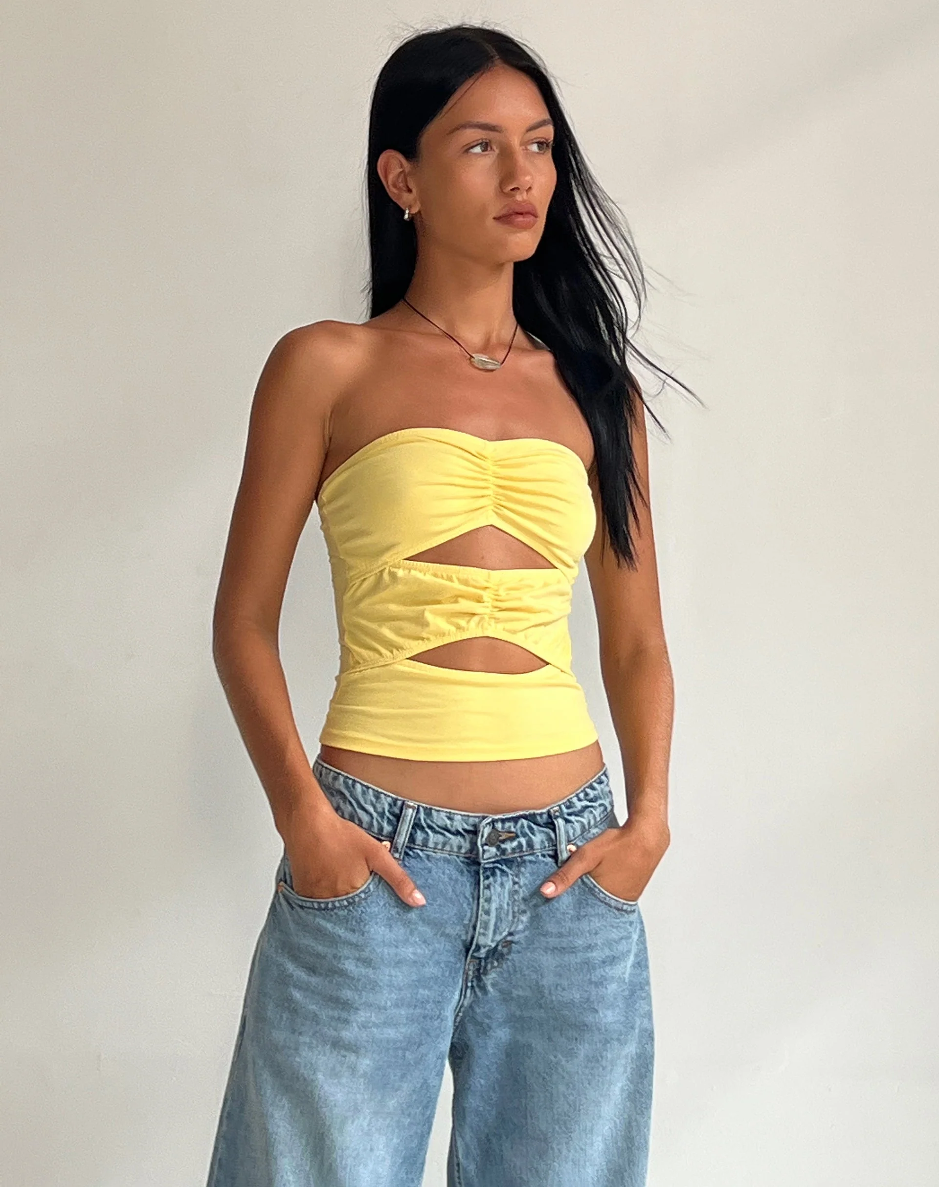 Dayu Bandeau Crop Top in Lemonade - Image 4