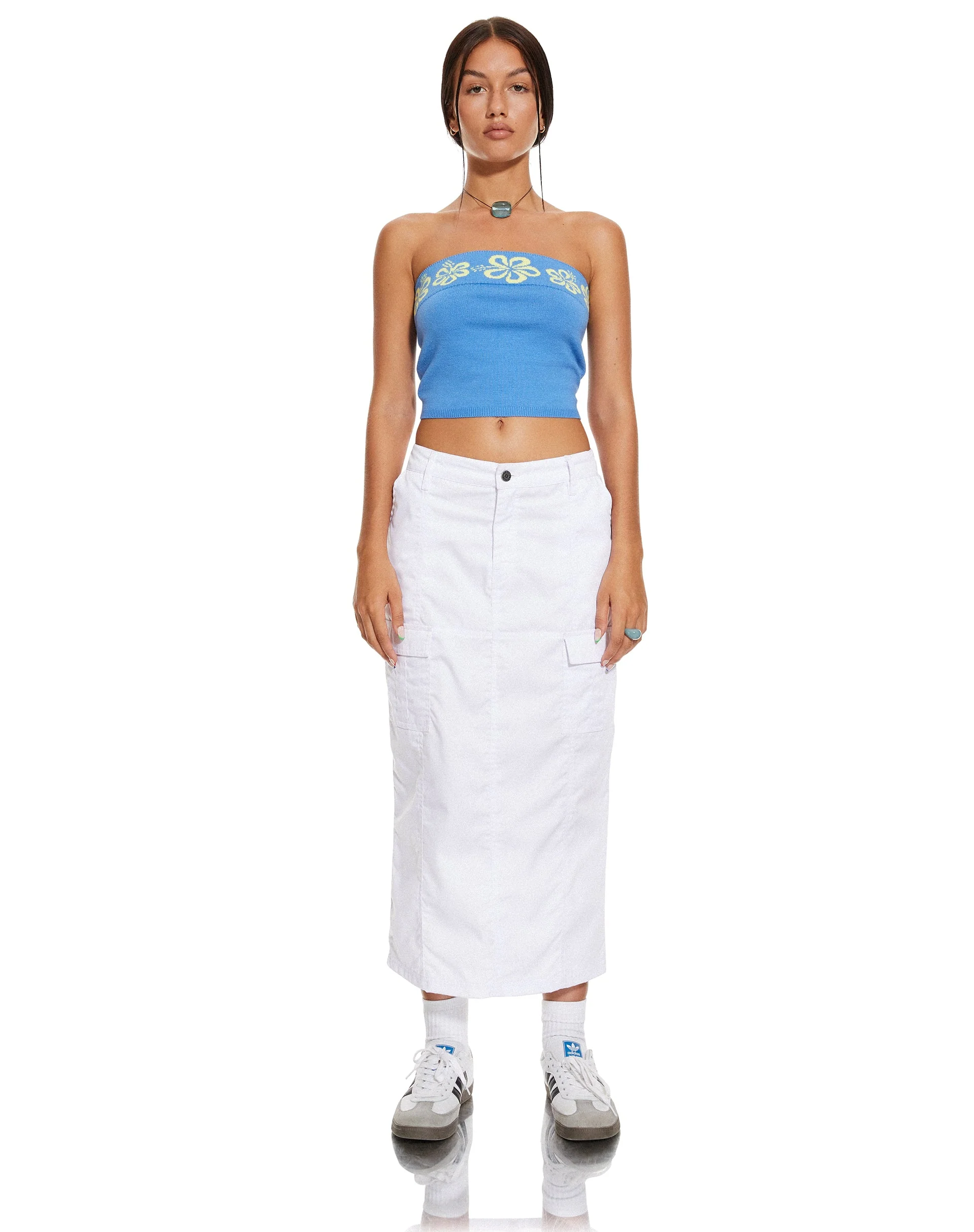 MOTEL X BARBARA Delina Crop Top in Blue Hibiscus - Image 6