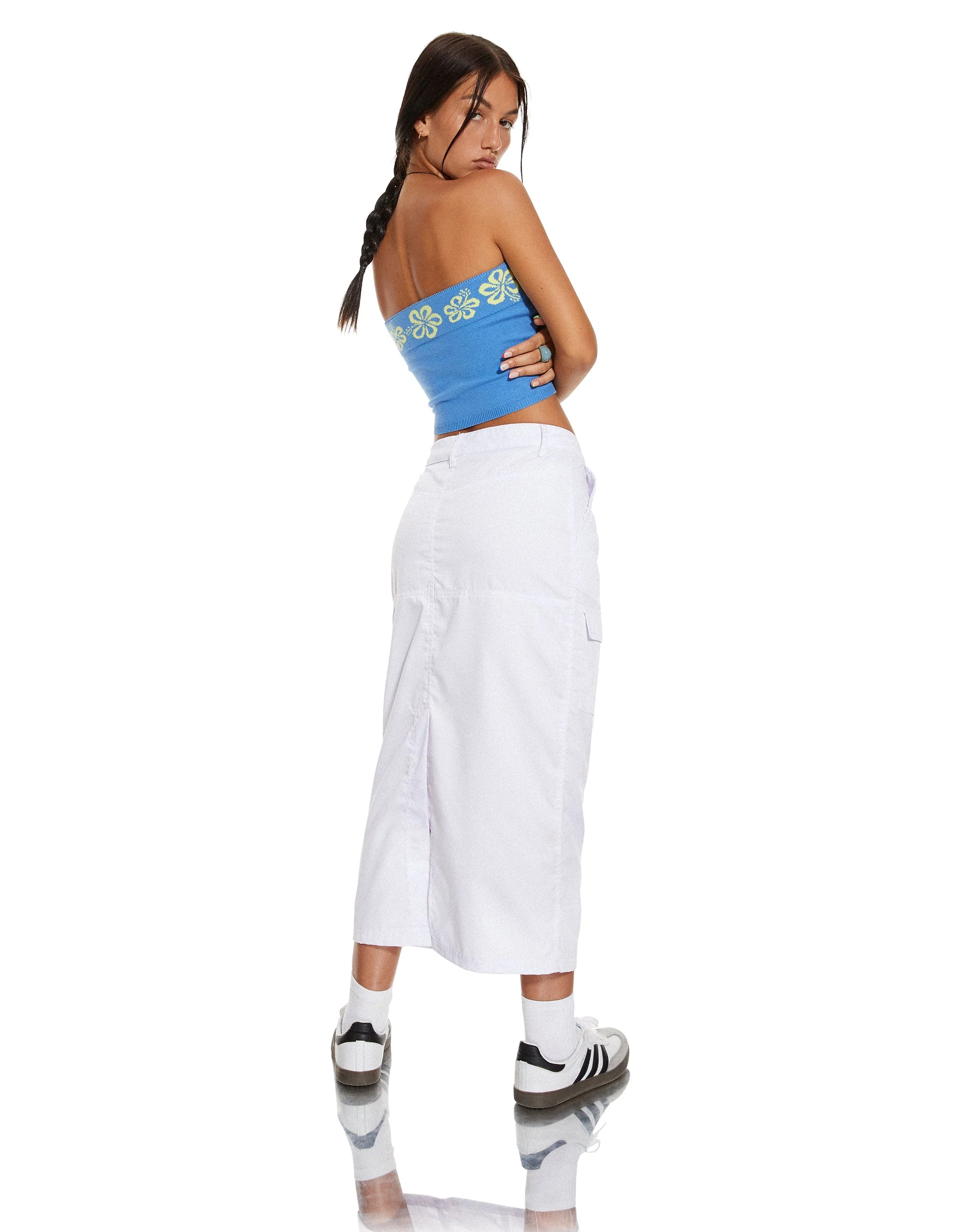 MOTEL X BARBARA Delina Crop Top in Blue Hibiscus - Image 7