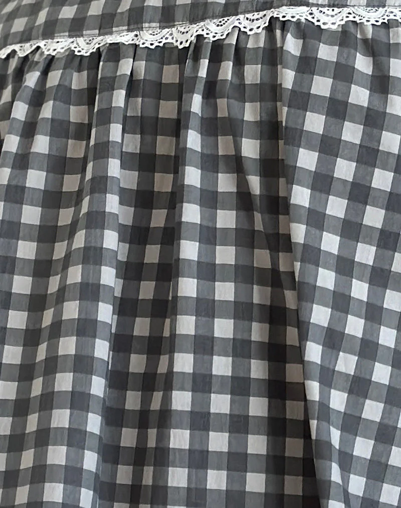 Demona Top in Tonal Gingham Black and Grey - Image 6