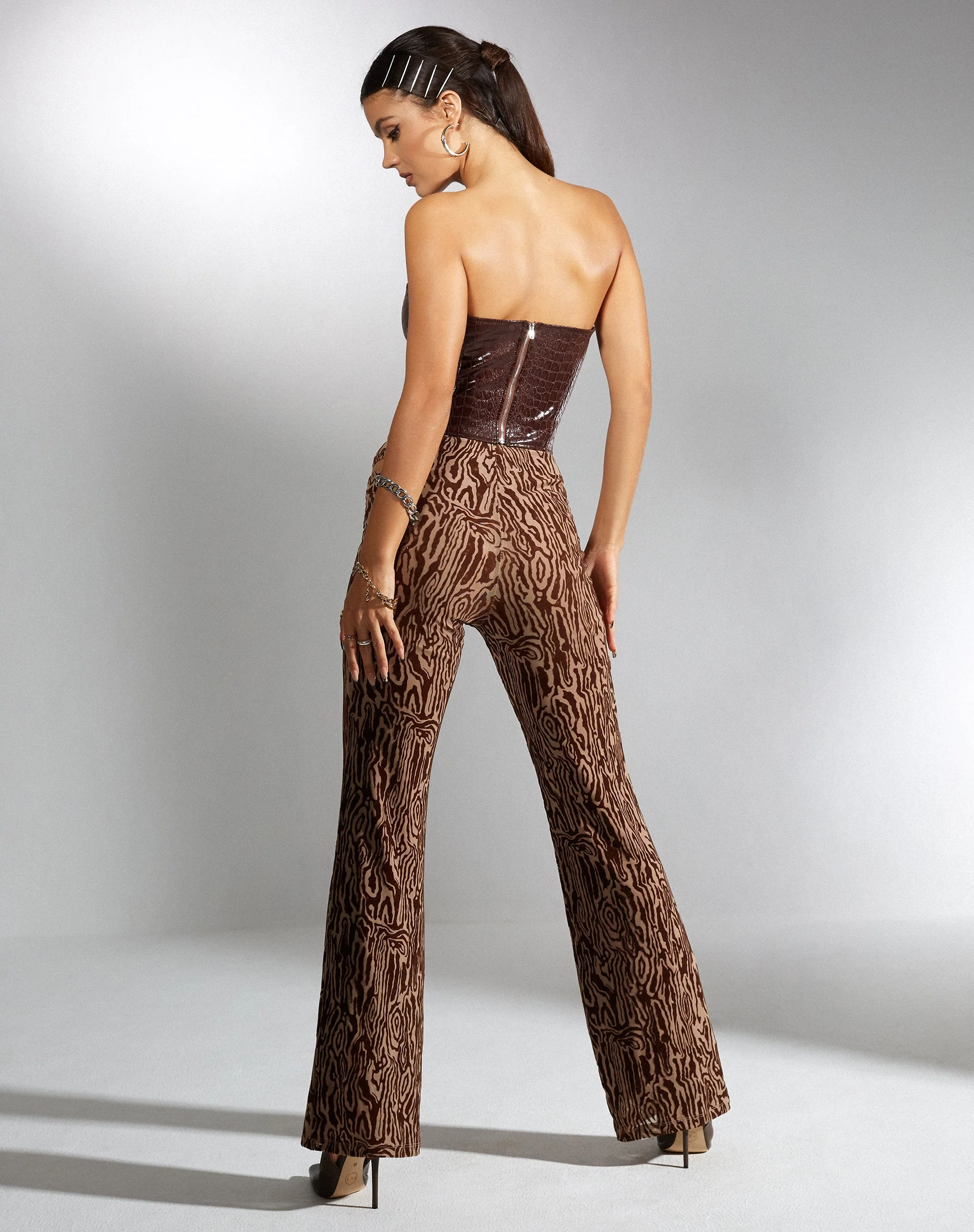 Dena Top in Croc PU Dark Brown - Image 6