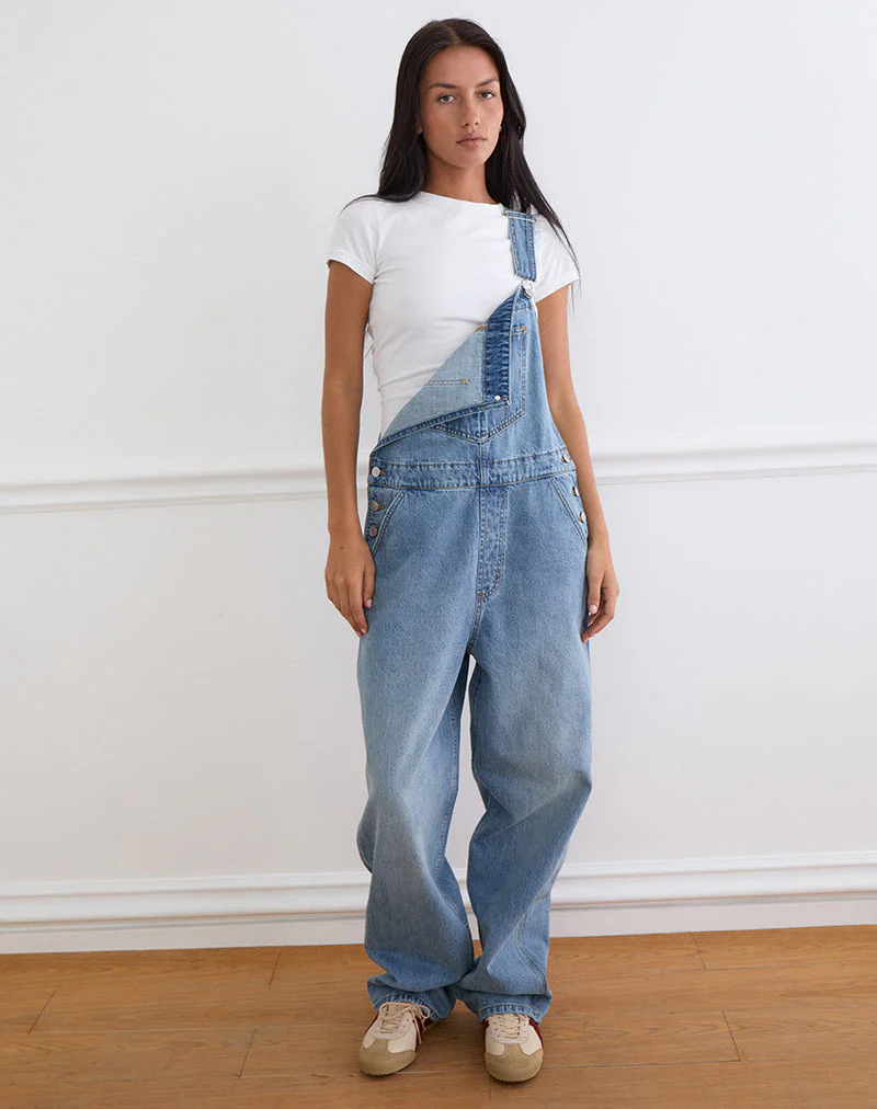 Denim Overalls in Bright Blue Used - Image 5