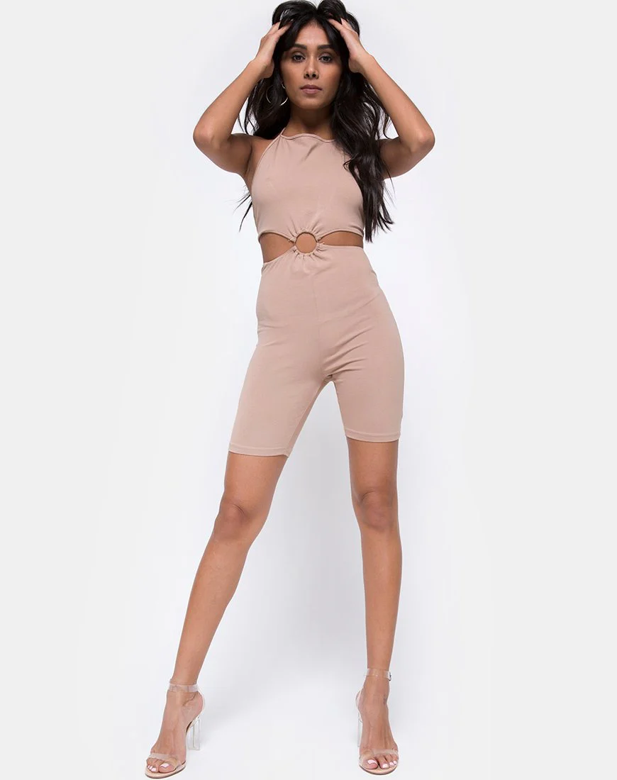 Dequa Cutout Unitard in Jersey Tan - Image 3