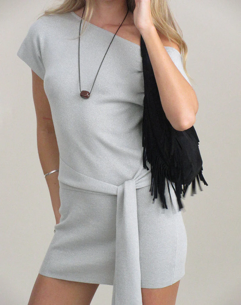 Derana Mini Dress in Silver Shimmer - Image 3