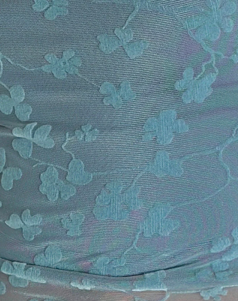 Deri Cami Top in Grunge Floral Blue Grey - Image 6
