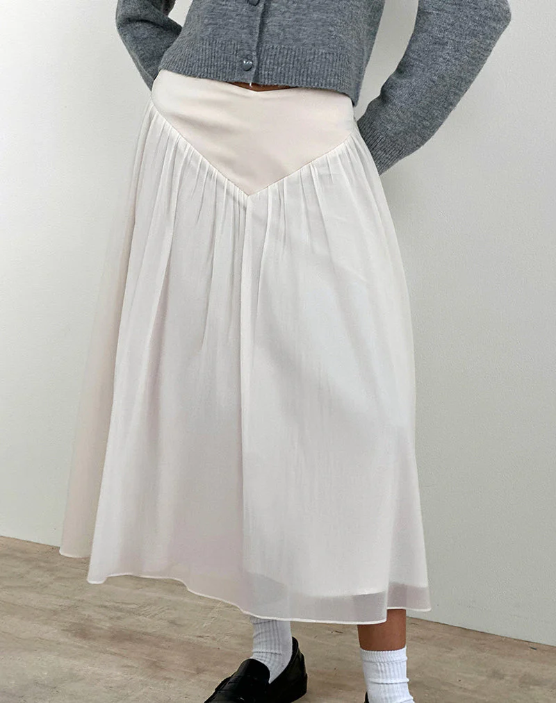 Derika V Waist Maxi Skirt in Cream - Image 4