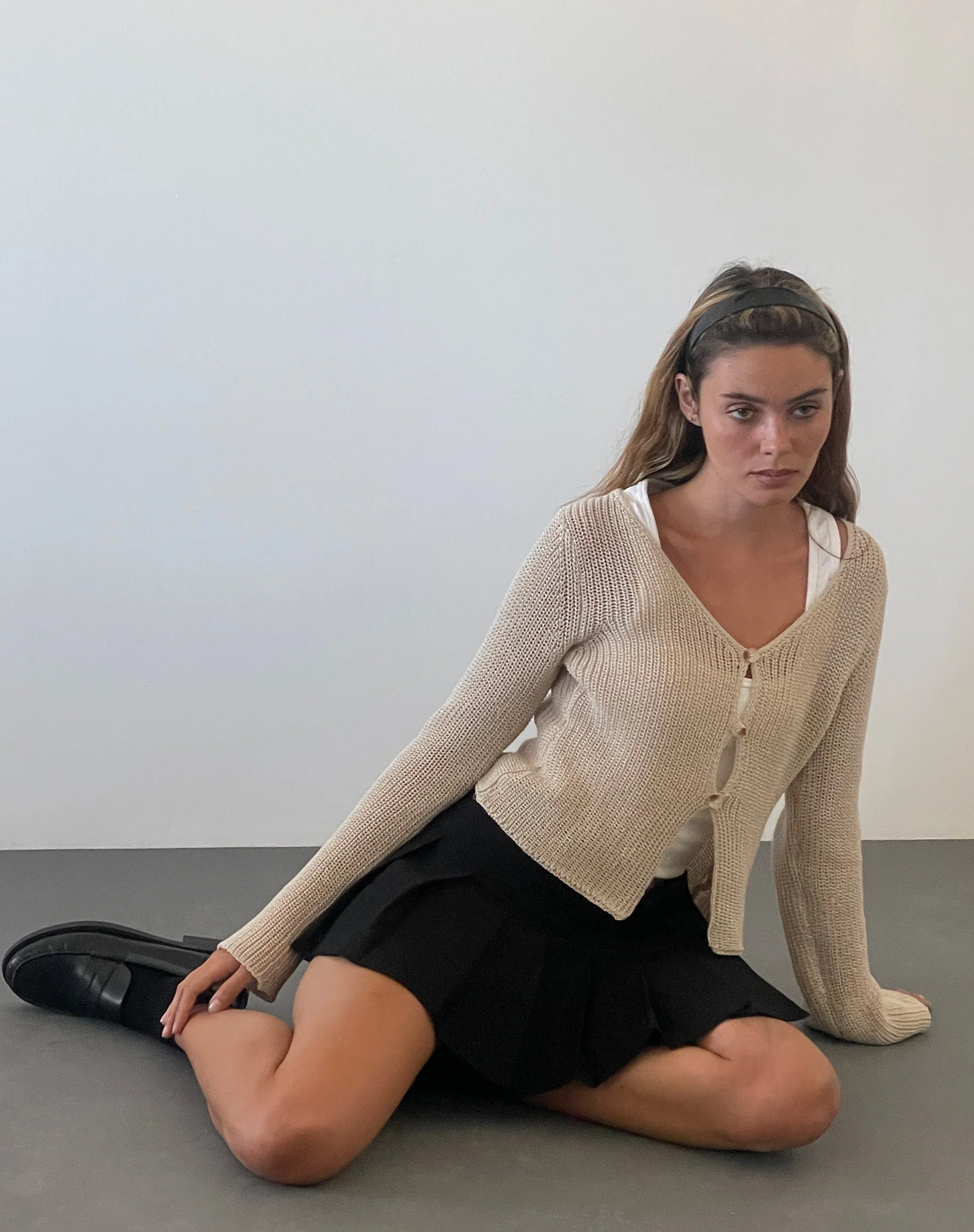 Devita Long Sleeve Knitted Top in Natural - Image 2