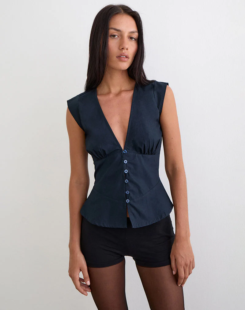 Devlon Blouse in Dark Navy - Image 2