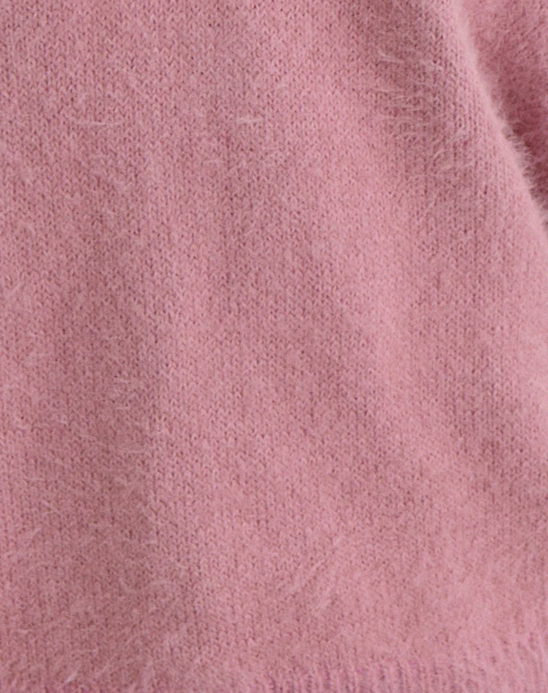 Dikara Jumper with Scarf in Knit Dusty Pink - Image 7