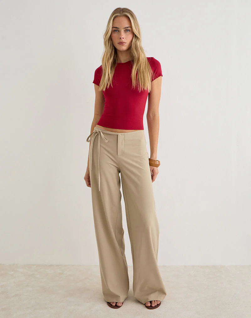 Diomira Trouser in Beige with Tie - Image 5