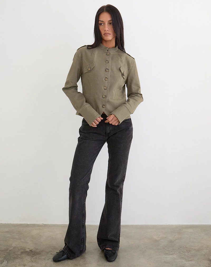 Diranda Military Jacket in Twill Khaki - Image 4