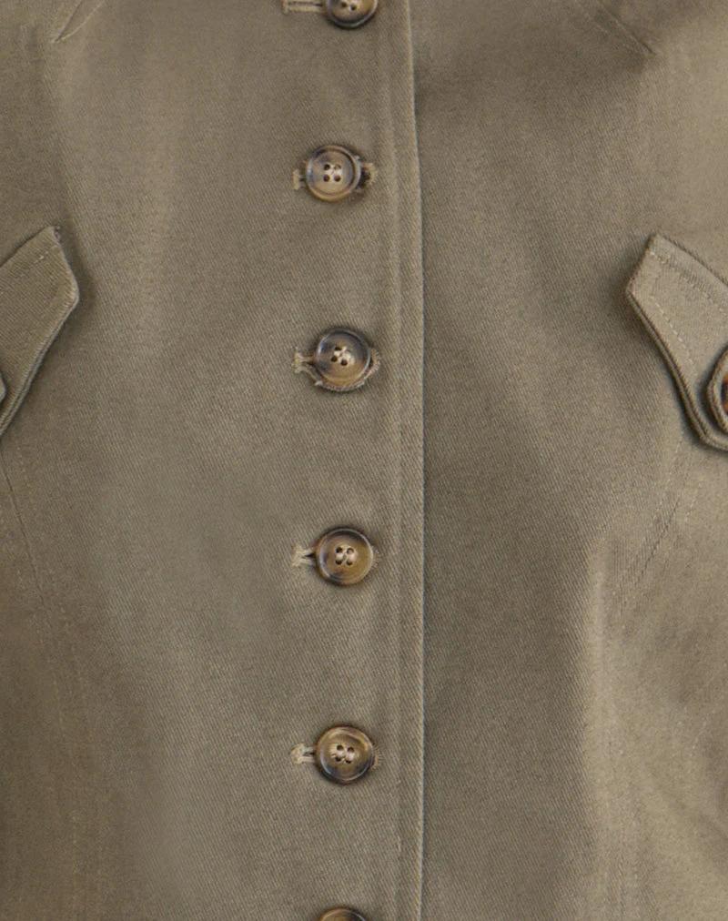 Diranda Military Jacket in Twill Khaki - Image 7