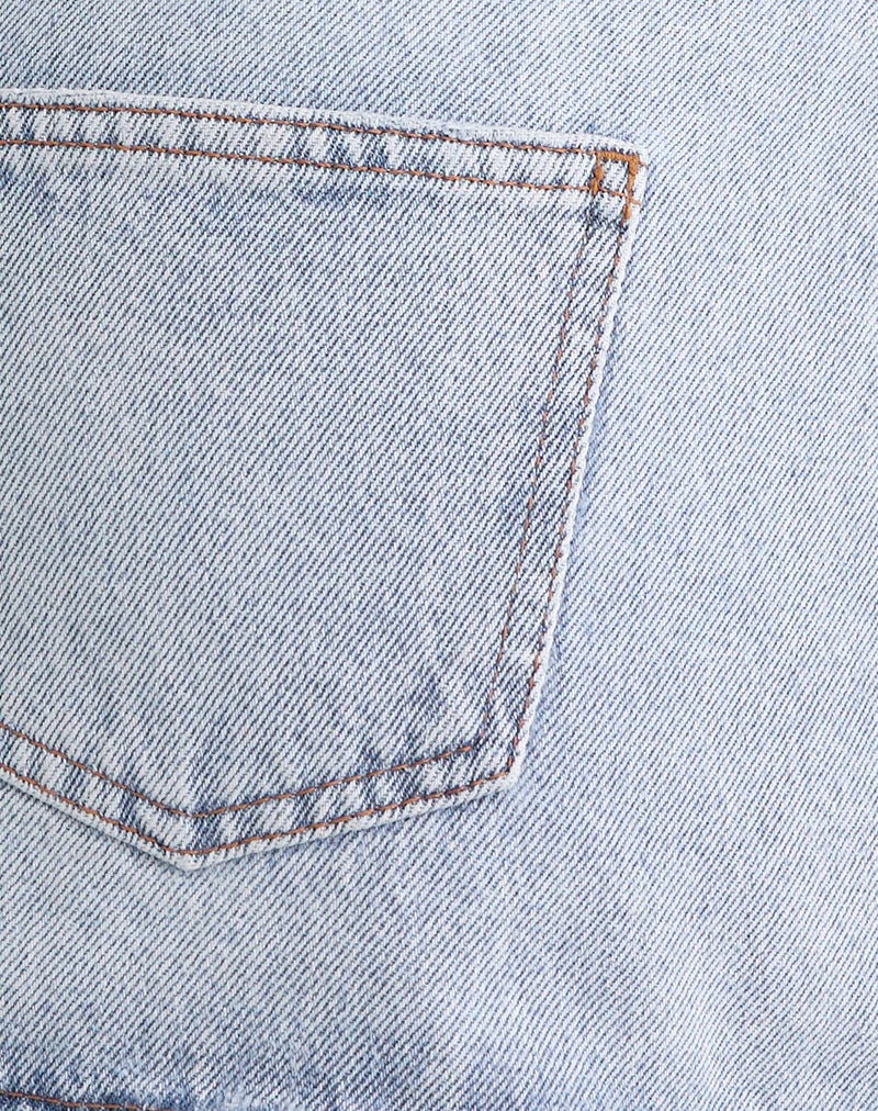 Distressed Mini Skirt in Blue Bleach - Image 7
