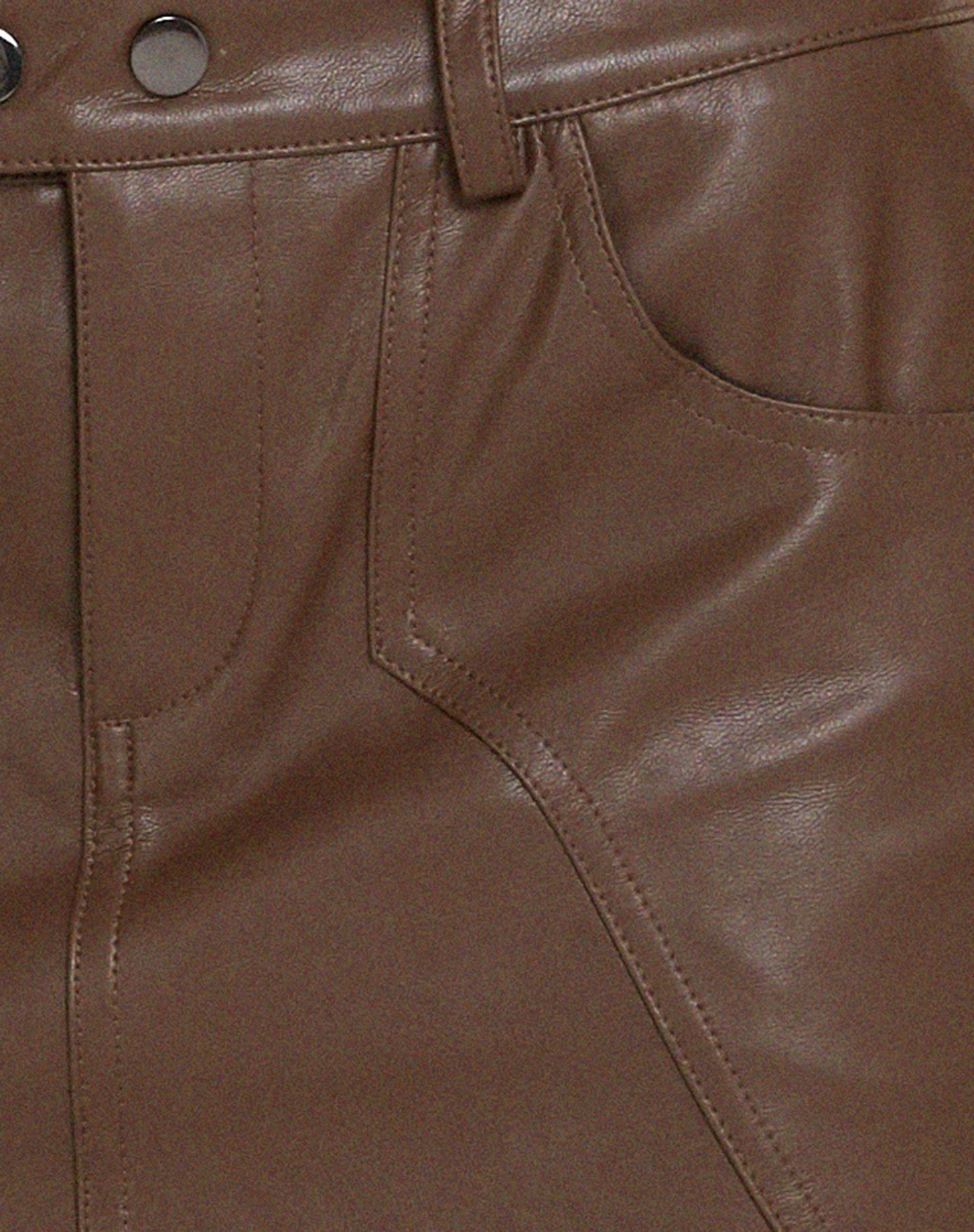 Disya Mini Skirt in PU Brown - Image 14