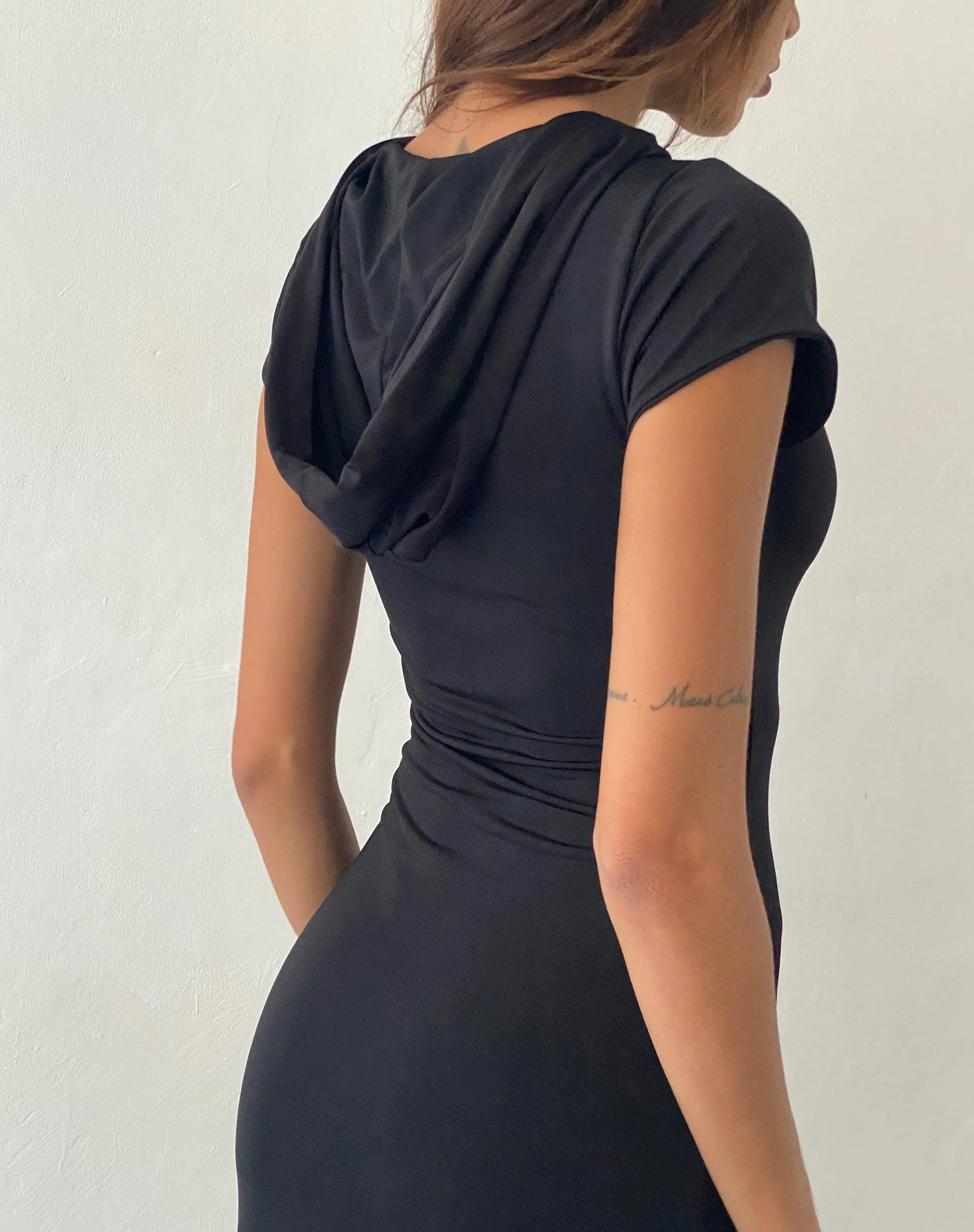 Dixie Hooded Maxi Dress in Slinky Black - Image 5