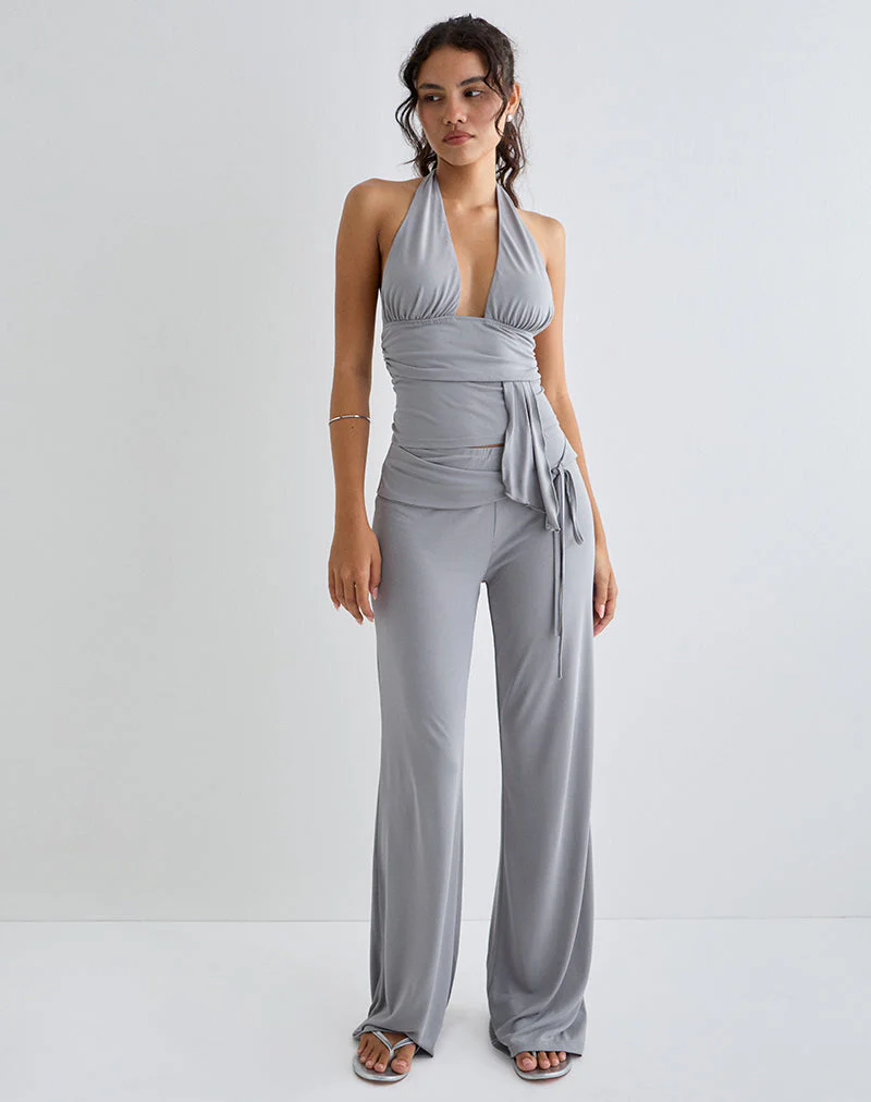 Donata Trouser in Grey with Belt - Image 2