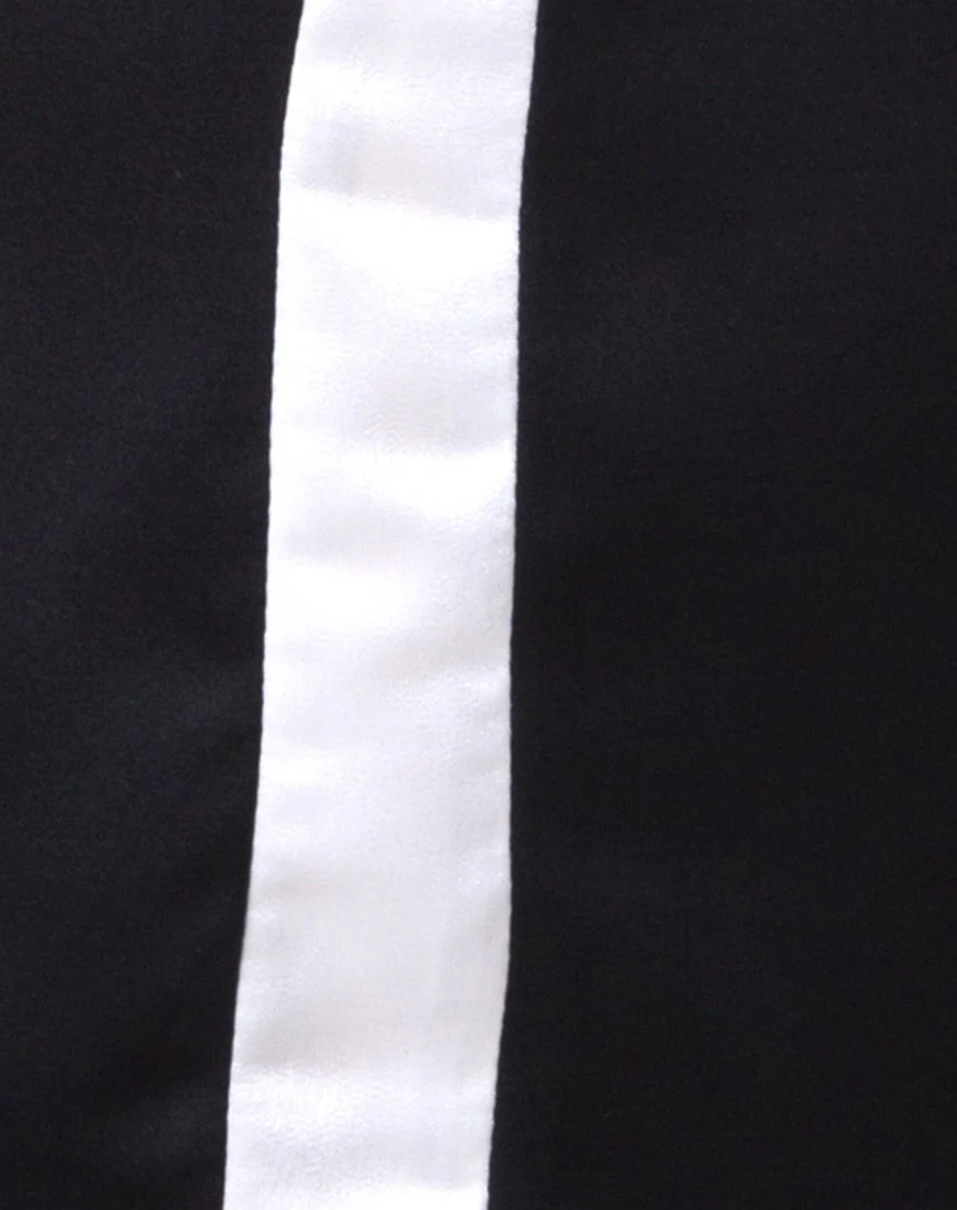 Dore T-Shirt Dress in Black with Ivory Stripe - Image 5