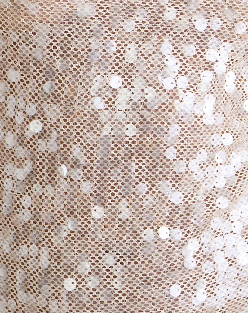 Dudley Vest Top in Sequin Crochet Cream - Image 8