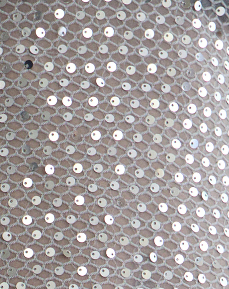 Dudley Vest Top in Sequin Knit Dark Silver - Image 6