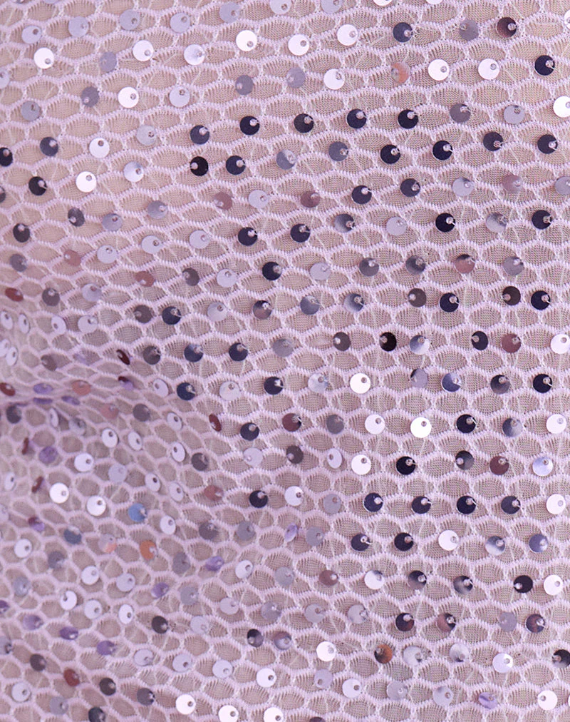 Dudley Vest Top in Sequin Knit Lilac - Image 6