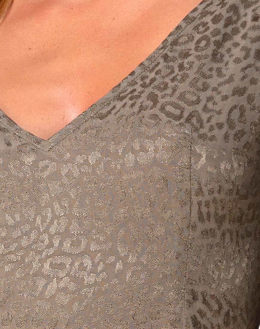 Dumia Mini Dress in Satin Cheetah Silver Grey - Image 5