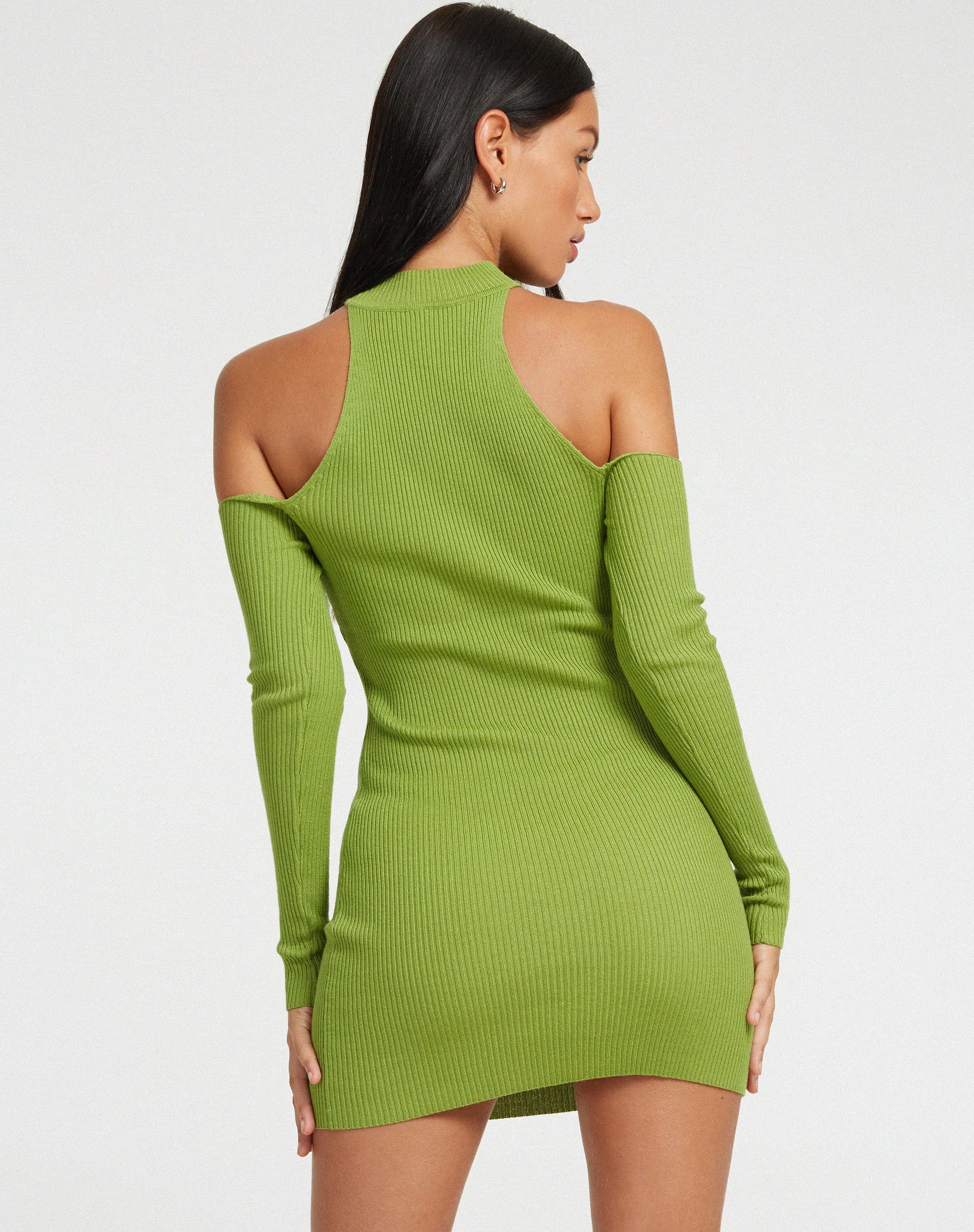 Dundar Knitted Mini Dress in Golden Lime - Image 2