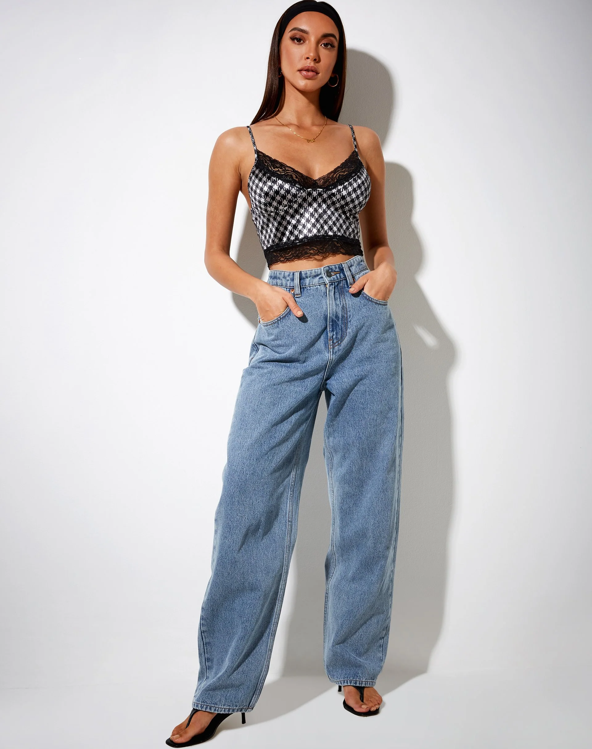 Dyrana Crop Top in Diagonal Dogtooth - Image 3