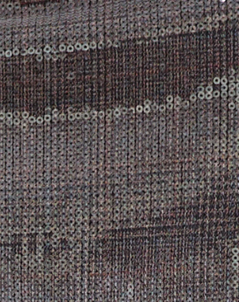 Earline Mini Skirt in Sequin Check Brown - Image 6