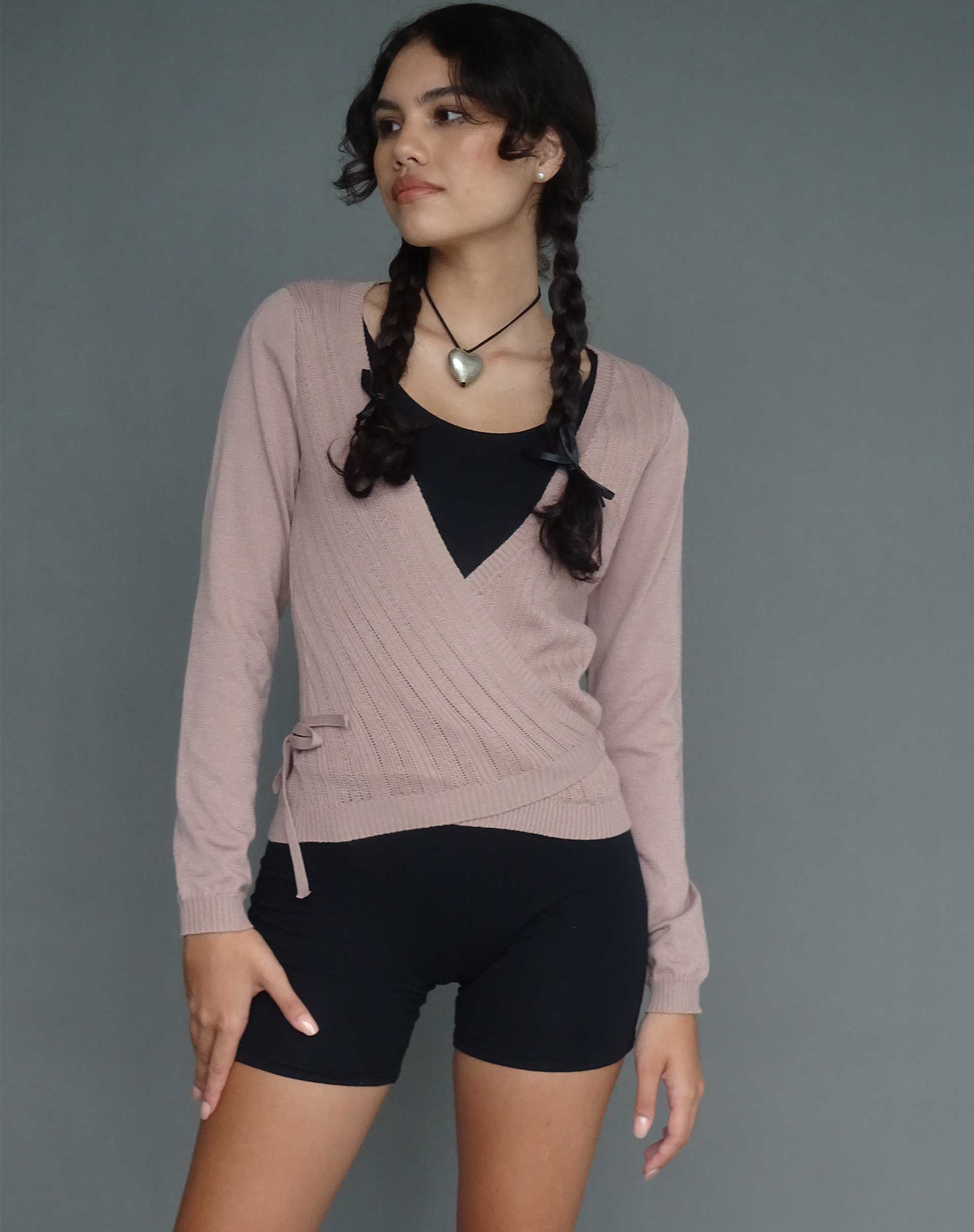 Edelie Wrap Cardigan in Blush - Image 2