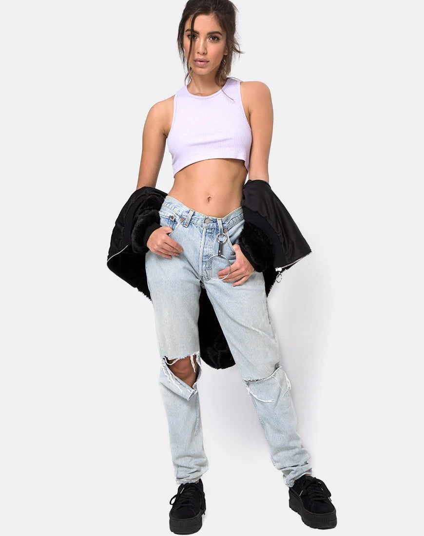 Edina Crop Top Rib Lilac - Image 3