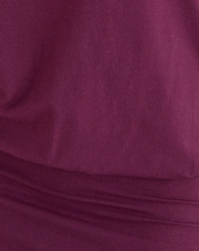 Edwina Off the Shoulder Mini Dress in Deep Purple - Image 6