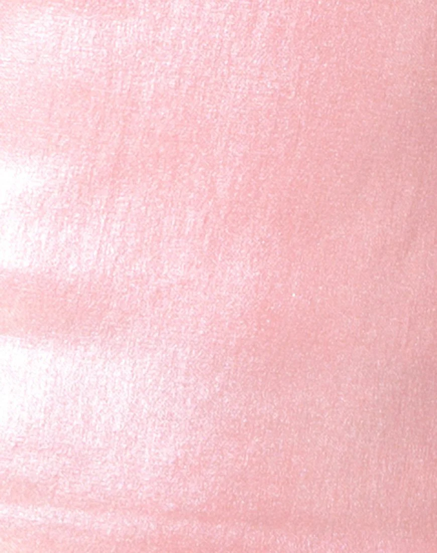 Egile Bodycon Dress in Metallic Shimmer Baby Pink - Image 5